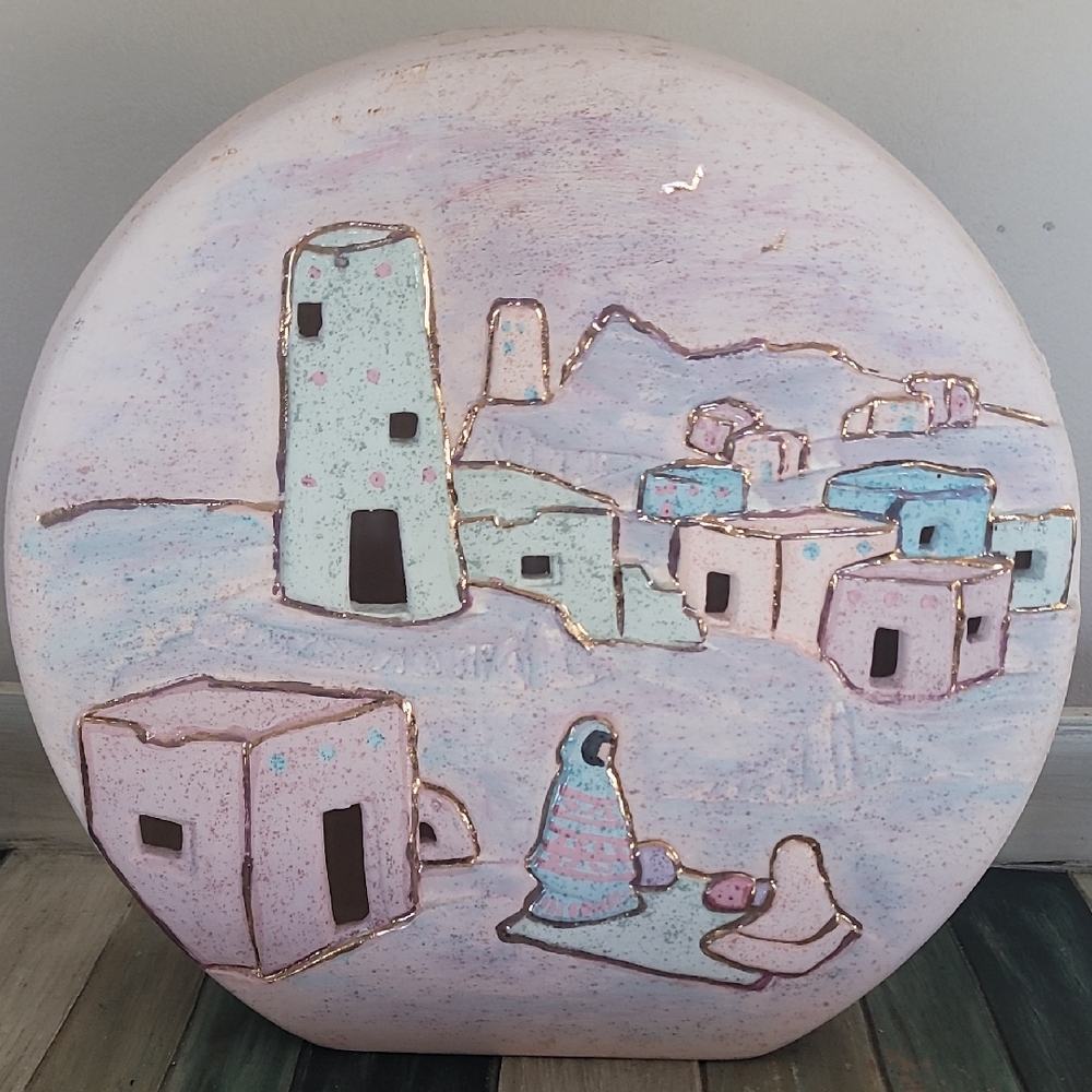 Pastel Village Scene Wall Art